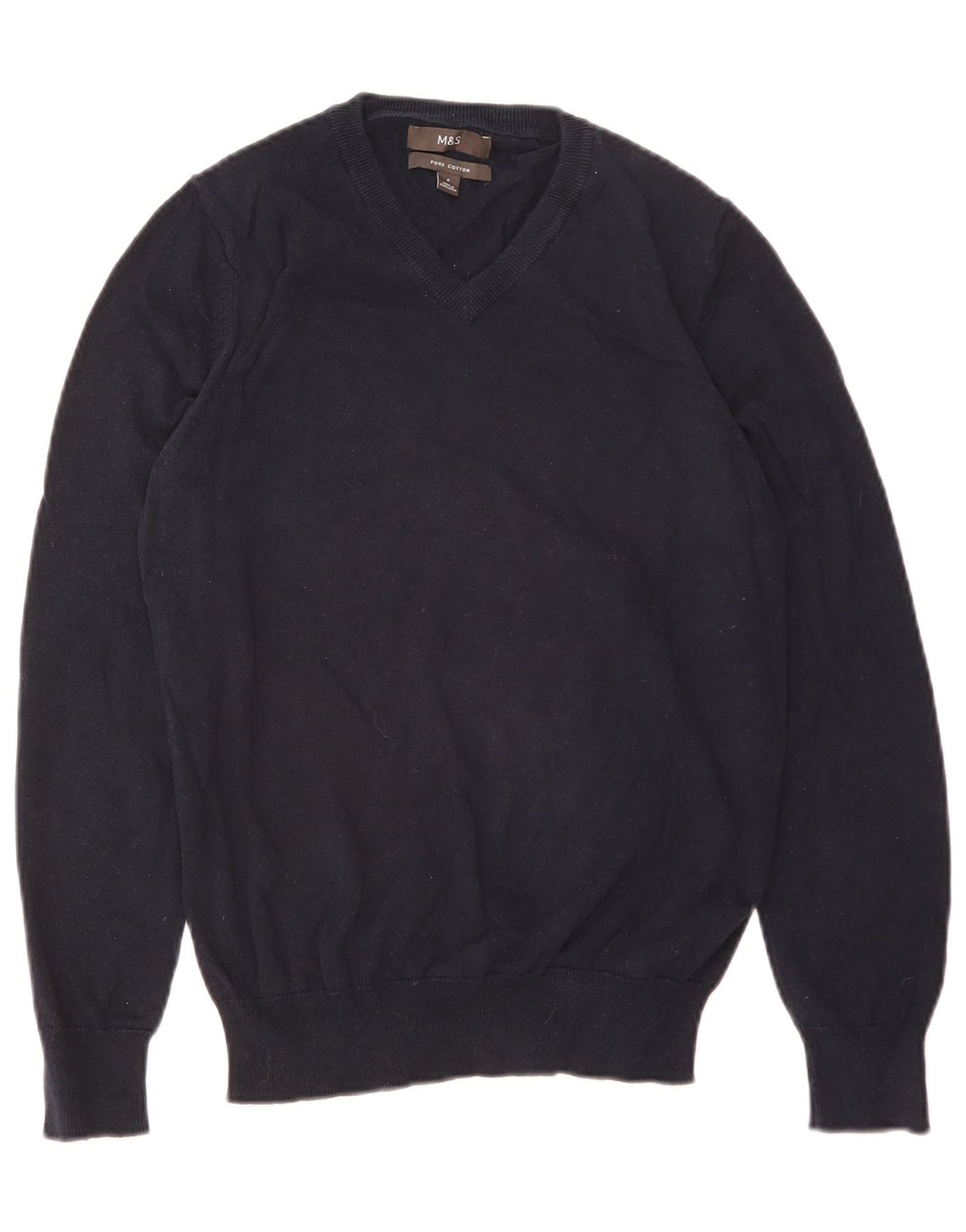 Marks & Spencer Pull col V pour homme en coton bleu marine Taille S