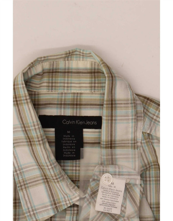 Calvin Klein Jeans Chemise militaire à manches courtes pour homme à carreaux beige moyen