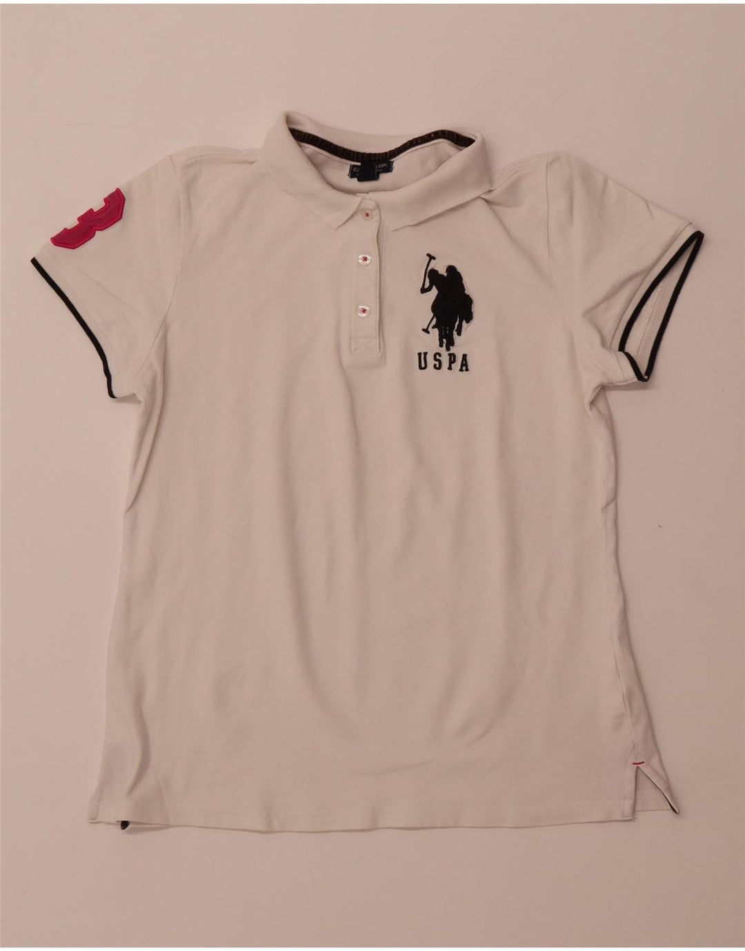 US POLO ASSN Polo graphique pour femme UK 18 XL en coton blanc