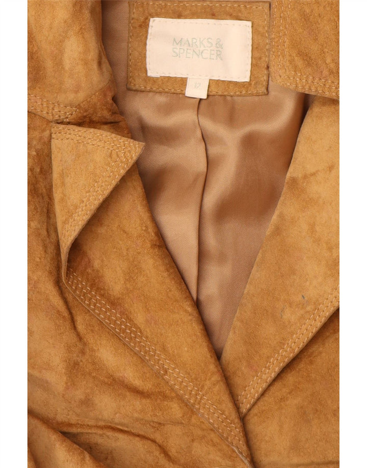 Marks & Spencer Manteau en daim pour femme UK 12 Cuir marron moyen
