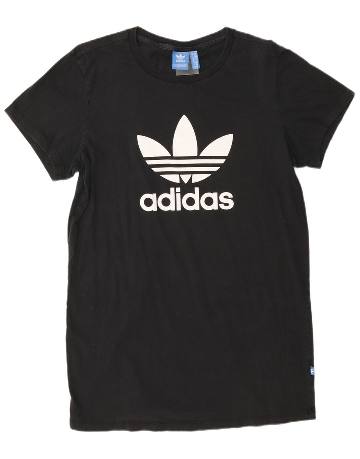Adidas T-shirt graphique surdimensionné pour femme UK 10 Petit Noir
