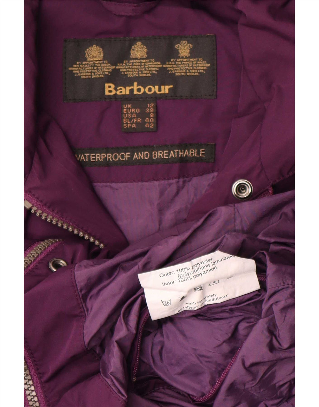 Barbour Veste utilitaire militaire pour femme UK 12 Polyester violet moyen