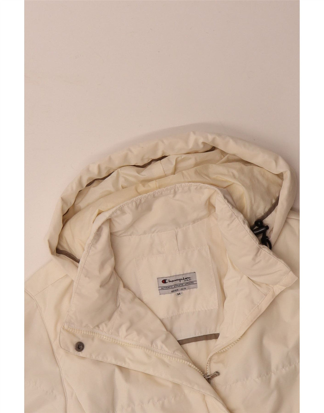 CHAMPION Veste matelassée à capuche pour femme UK 14 Medium Off White