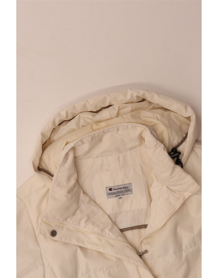 CHAMPION Veste matelassée à capuche pour femme UK 14 Medium Off White
