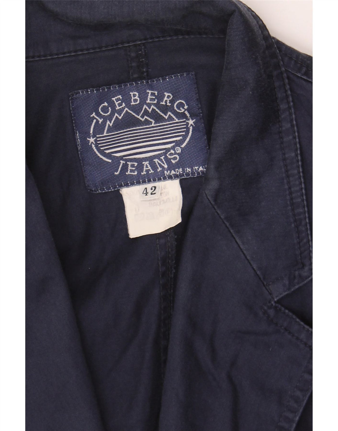 ICEBERG Womens 3 Button Blazer Jacket IT 42 Medium Navy Blue Floral Cotton Vintage Iceberg and Second-Hand Iceberg from Messina Hembry 