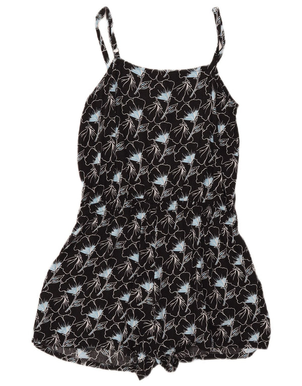 Levi's Combishort Sans Manches Femme UK 10 Petit Noir Floral Viscose