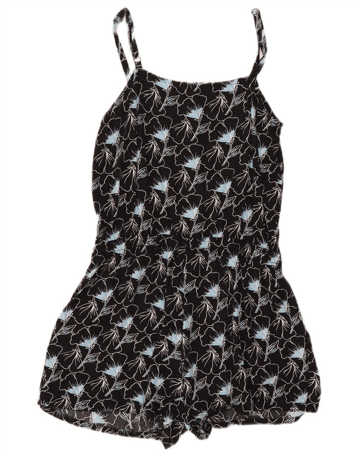 Levi's Combishort Sans Manches Femme UK 10 Petit Noir Floral Viscose