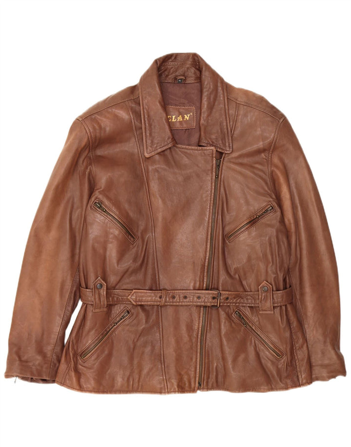 Veste en cuir surdimensionnée femme vintage UK 18 XL Cuir Marron