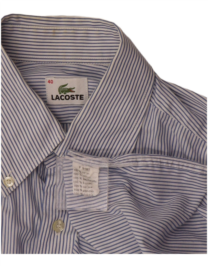 Lacoste Chemise Homme Taille 40 Coton Rayé Bleu Marine Moyen