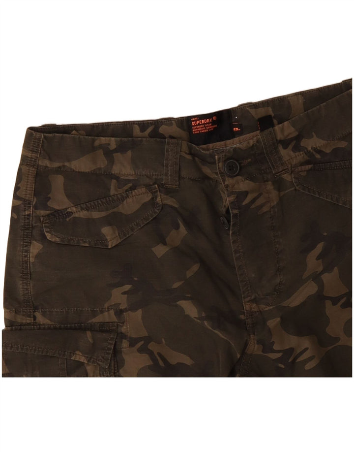 SUPERDRY Short Cargo Homme W29 Petit Kaki Camouflage Coton