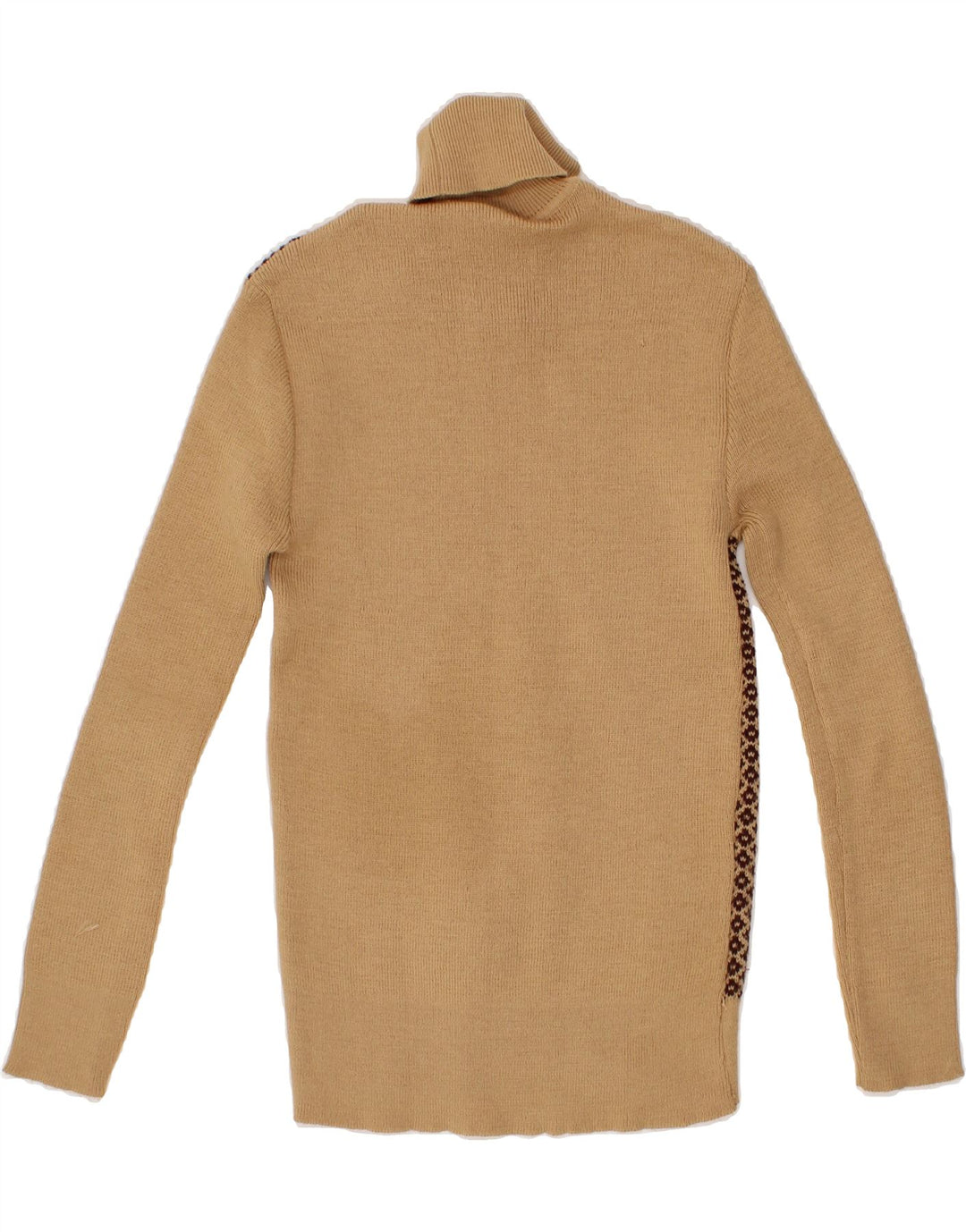 VINTAGE Womens Roll Neck Jumper Sweater UK 8 Small Brown Argyle/Diamond Vintage Vintage and Second-Hand Vintage from Messina Hembry 