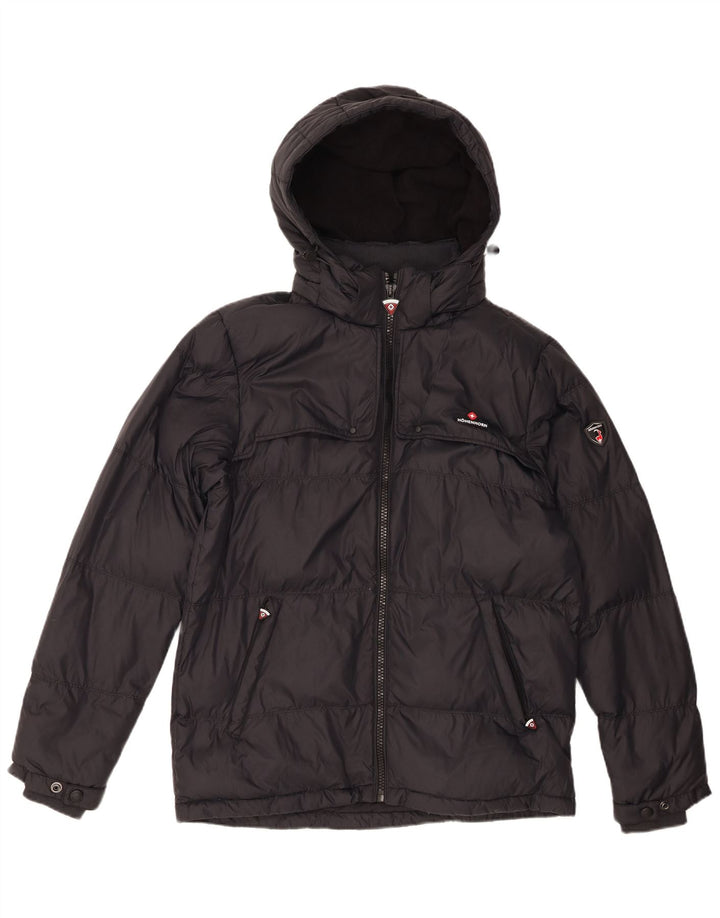 veste rembourrée à capuche vintage pour hommes UK 36 Petit polyamide bleu marine