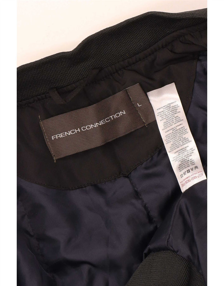 French Connection Veste Bomber Homme UK 40 Large Noir Polyester