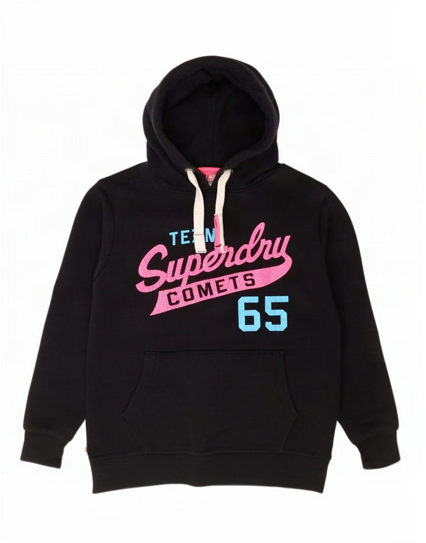Superdry Pull à capuche graphique pour femme UK 18 XL Bleu marine Coton