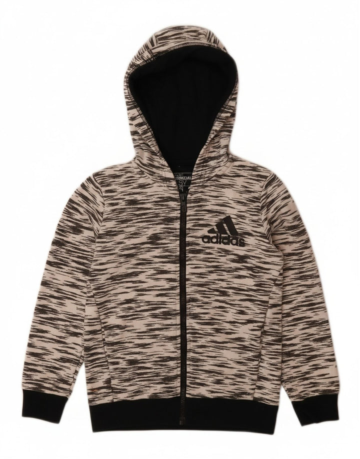 ADIDAS Pull à capuche zippé Climalite pour garçon 7-8 ans Polyester moucheté gris