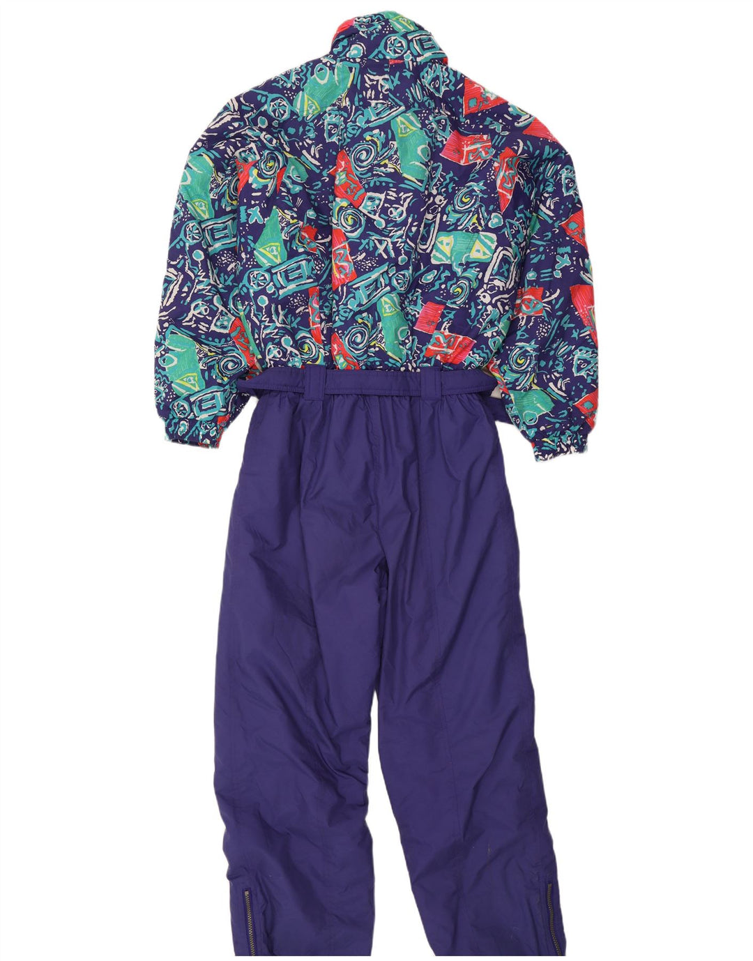combinaison de ski femme vintage UK 16 Grand Polyamide Géométrique Violet