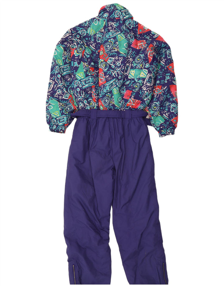 combinaison de ski femme vintage UK 16 Grand Polyamide Géométrique Violet