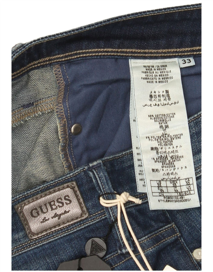 Guess Jean Droit Coupe Regular Femme W33 L34 Bleu Coton