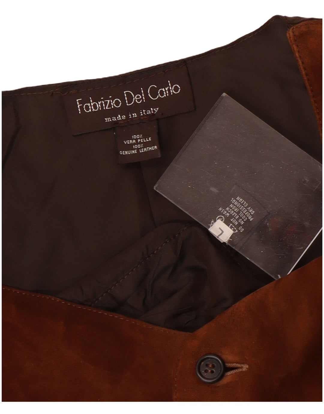 FABRIZIO DEL CARLO Gilet en Daim pour Homme en Cuir Marron Large