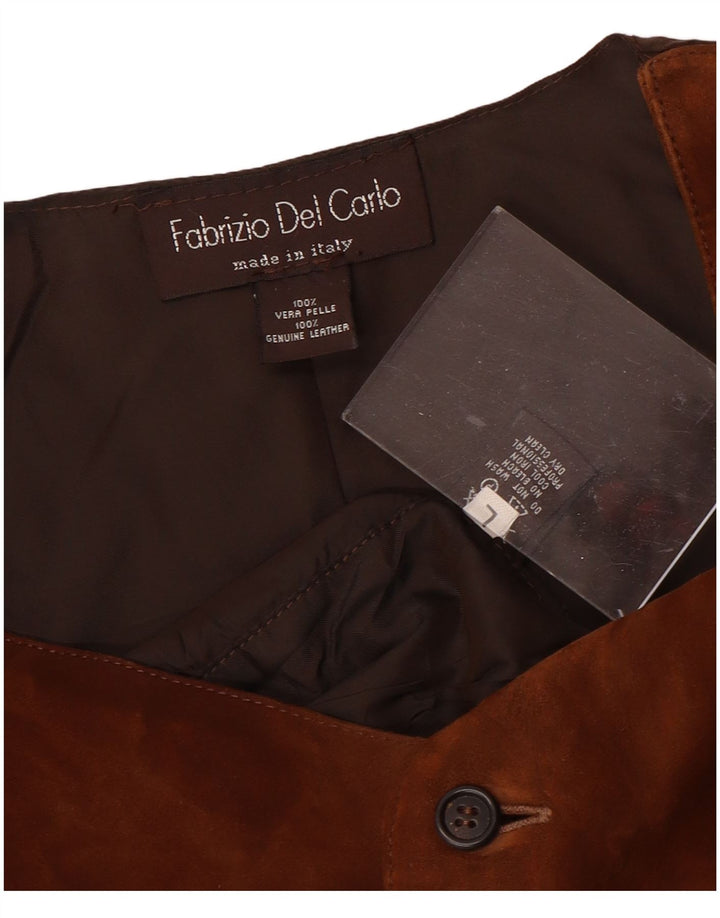 FABRIZIO DEL CARLO Gilet en Daim pour Homme en Cuir Marron Large