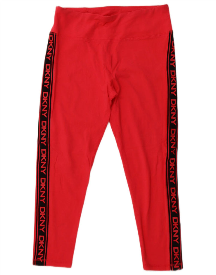 DKNY Leggings Capri Graphiques pour Femmes UK 16 Grand Coton Colorblock Rose