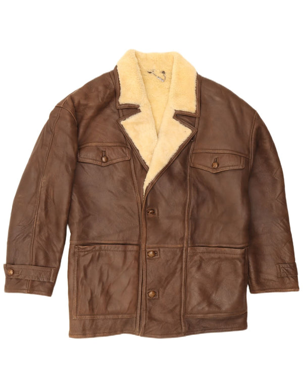 Mabrun Veste en peau de mouton pour homme IT 54 2XL Cuir marron