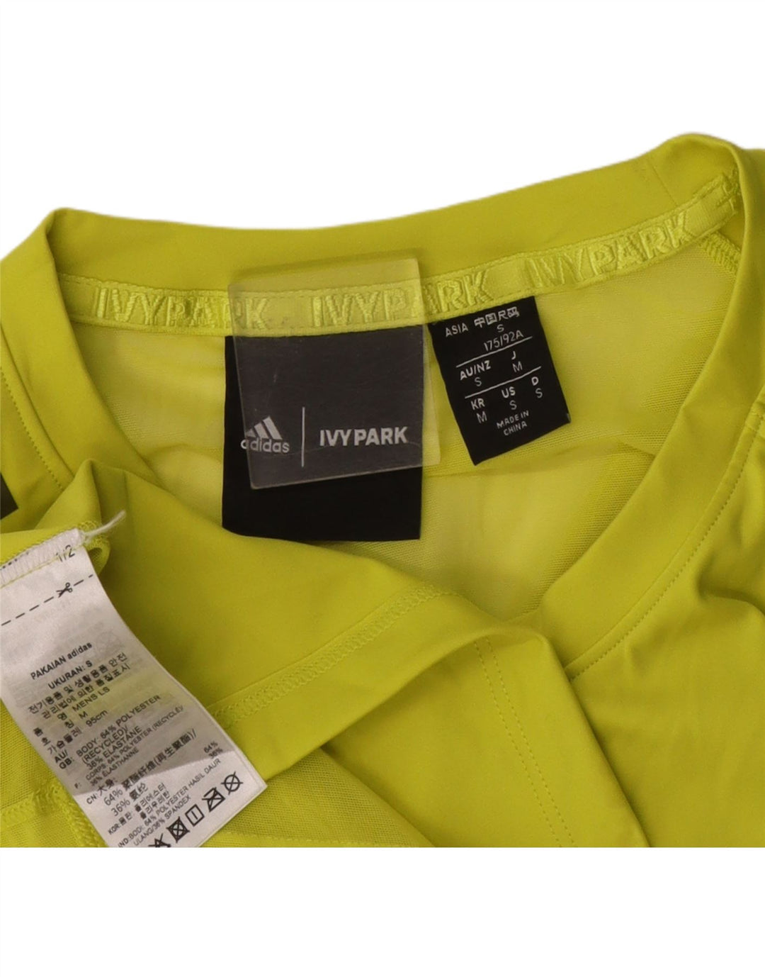 Adidas Hommes Ivy Park Voir à travers le haut à manches longues Petit Jaune Polyester