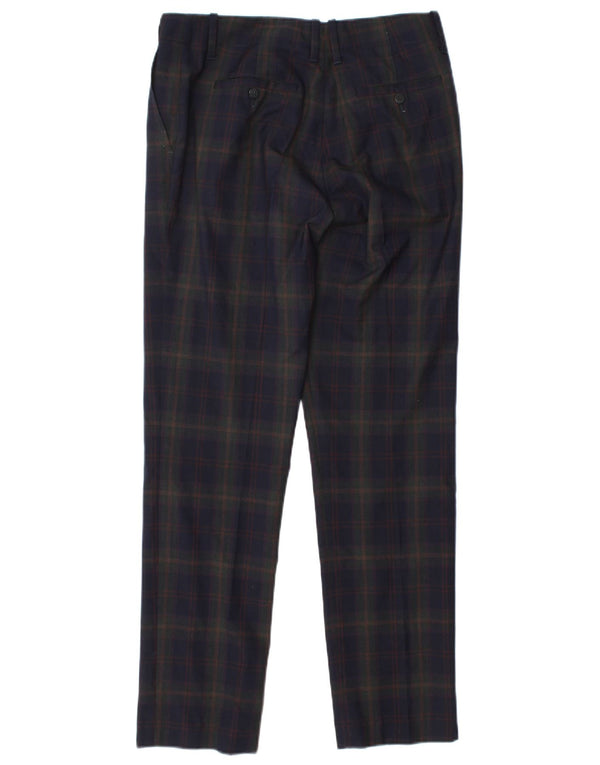 Incotex Pantalon Chino Droit Femme IT 44 Medium W30 L30 Bleu Marine à Carreaux