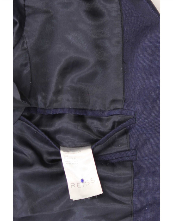 Reiss Veste Blazer 1 Bouton Homme UK 36 Petite Laine Bleu Marine