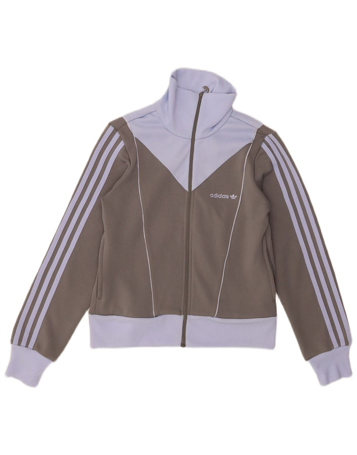 Adidas Veste de survêtement pour femme UK 12 Gris moyen Colorblock Polyester