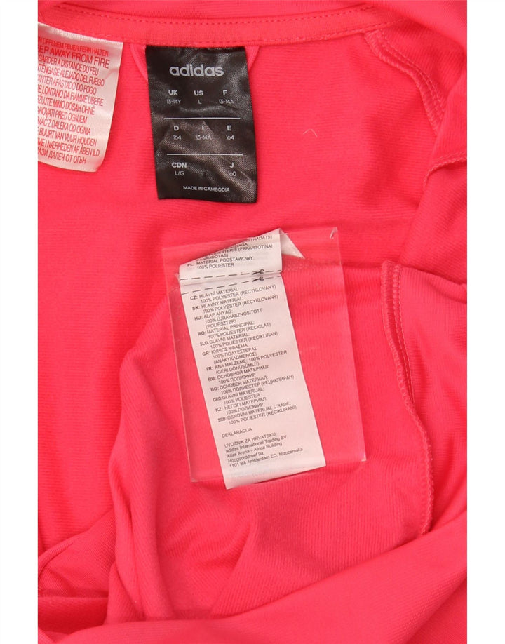 ADIDAS Girls Tracksuit Top Jacket 13-14 Years Pink Polyester