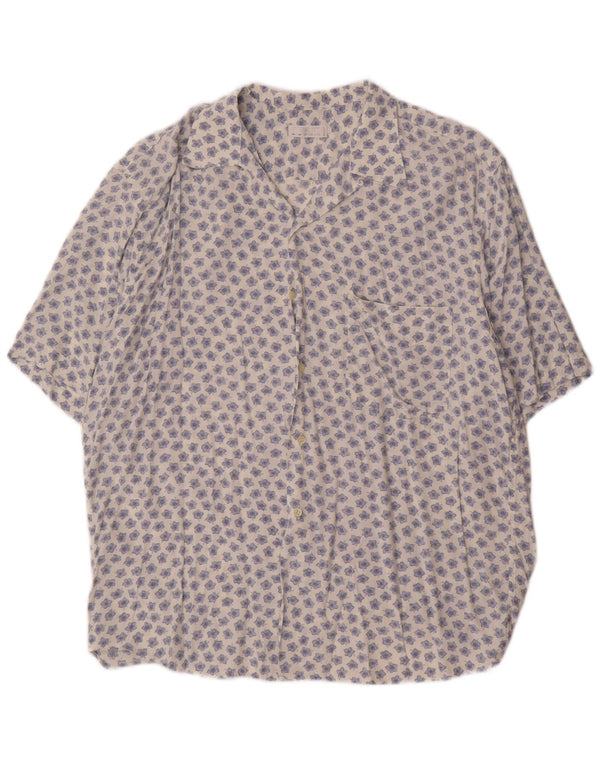 vintage Chemise à manches courtes pour hommes Taille 40 15 Floral Blanc Moyen
