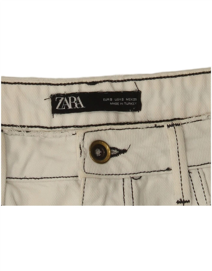 Zara Femme Mini Jupe En Jean Petit W27 Blanc