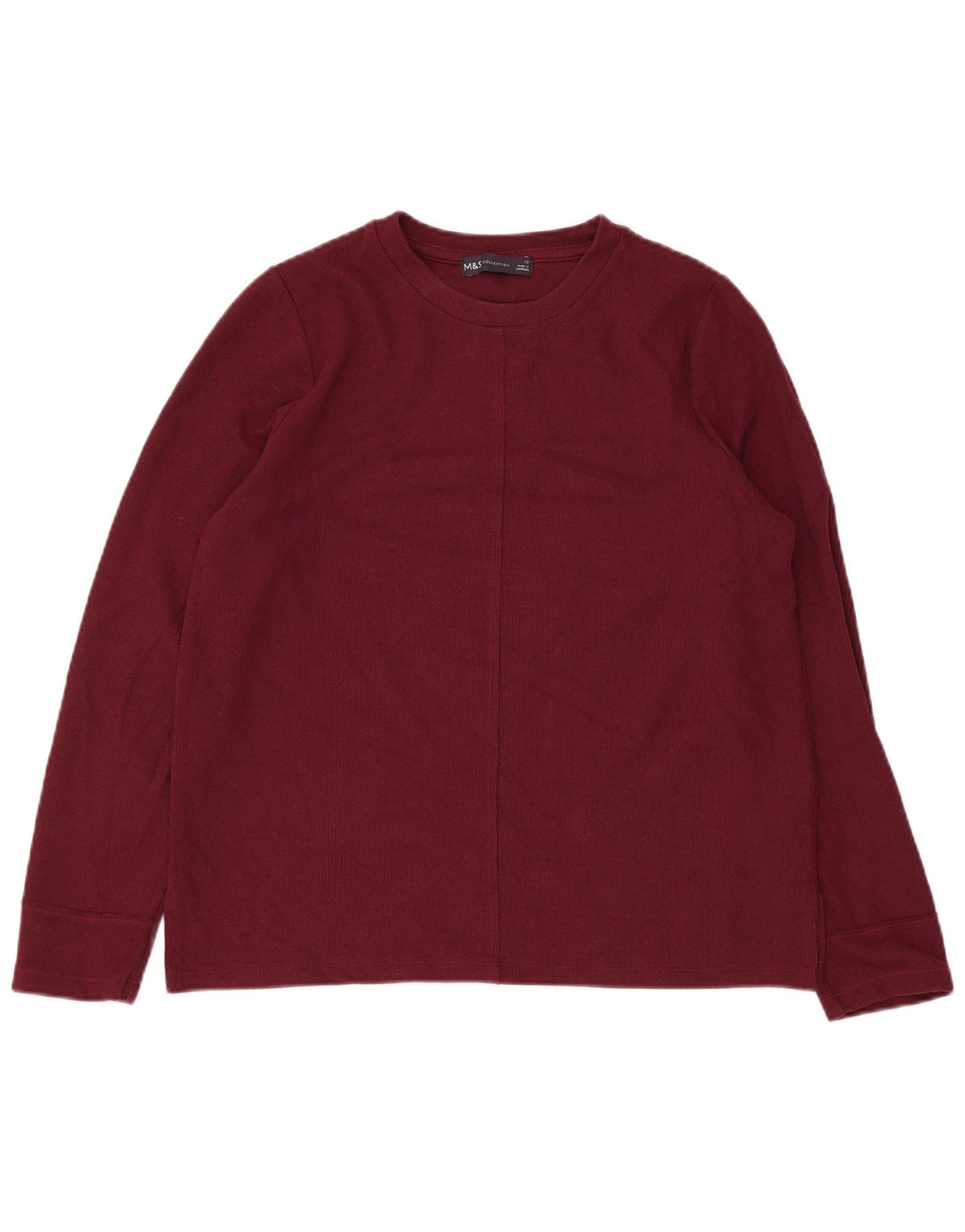Marks & Spencer Haut à manches longues pour femme UK 12 Coton bordeaux moyen