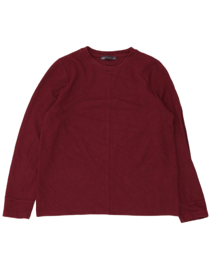 Marks & Spencer Haut à manches longues pour femme UK 12 Coton bordeaux moyen