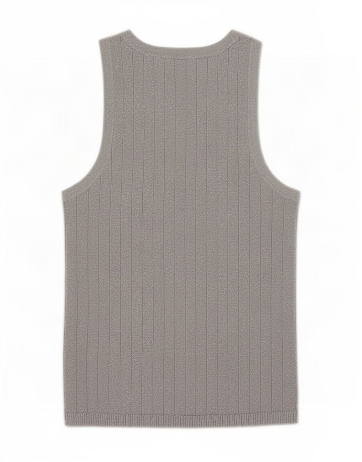 Zara Womens Vest Débardeur UK 12 Gris Moyen