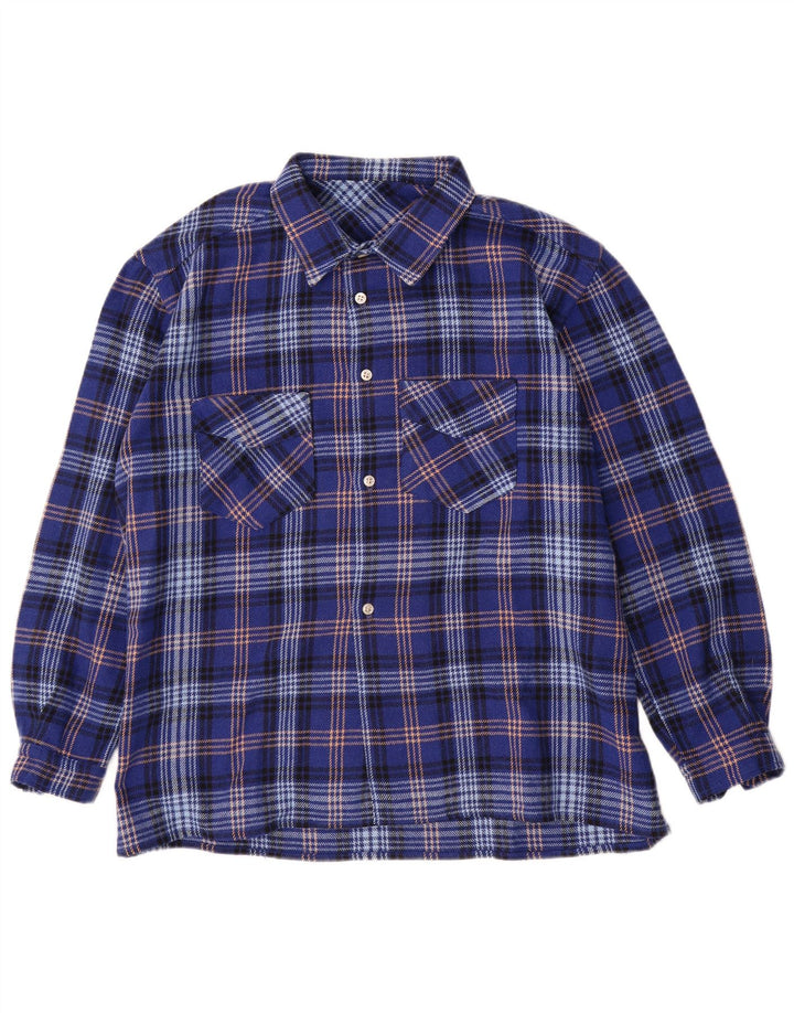 chemise en flanelle homme vintage XL Blue Check