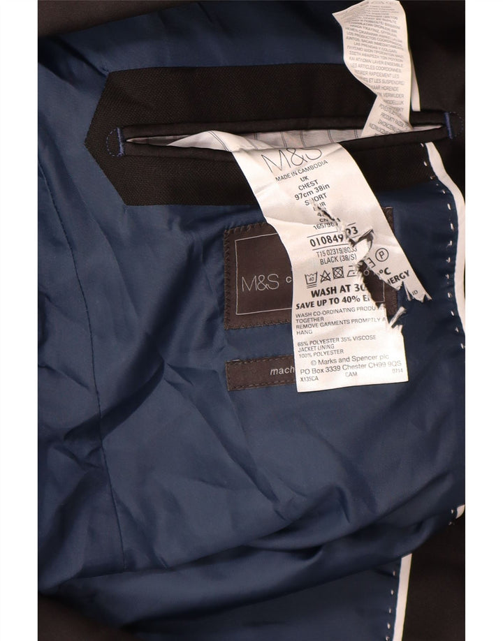 Marks & Spencer Veste blazer à 1 bouton pour homme UK 38 Noir moyen Polyester