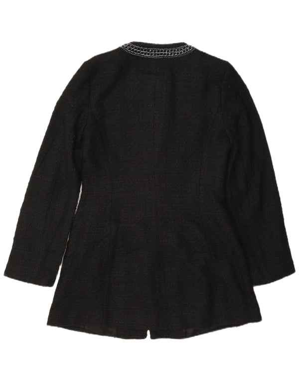 Zara Femme Pardessus UK 12 Moyen Noir Polyester