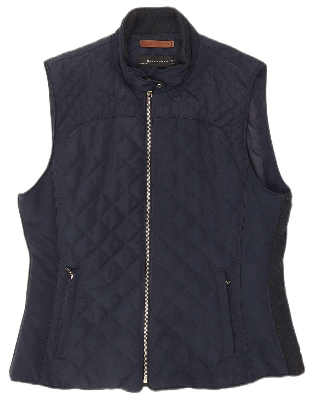 Zara Femme Gilet matelassé UK 18 XL Bleu Marine Polyester