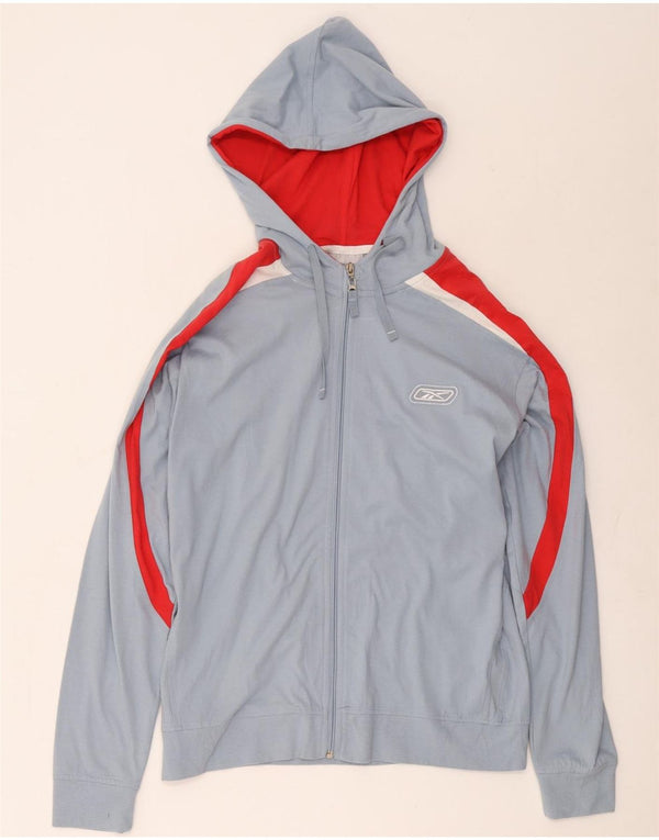Reebok Sweat à capuche zippé pour homme en coton color block Small Bleu