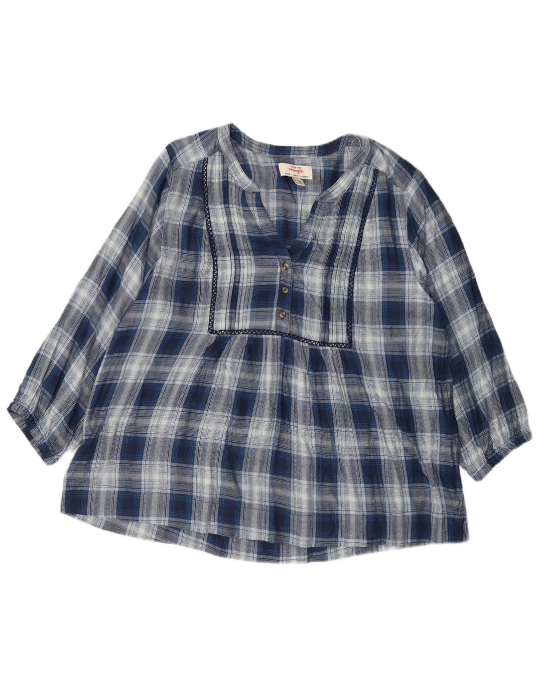 Wrangler Chemisier à manches 3/4 pour femme UK 16 Grand carreaux bleus en viscose