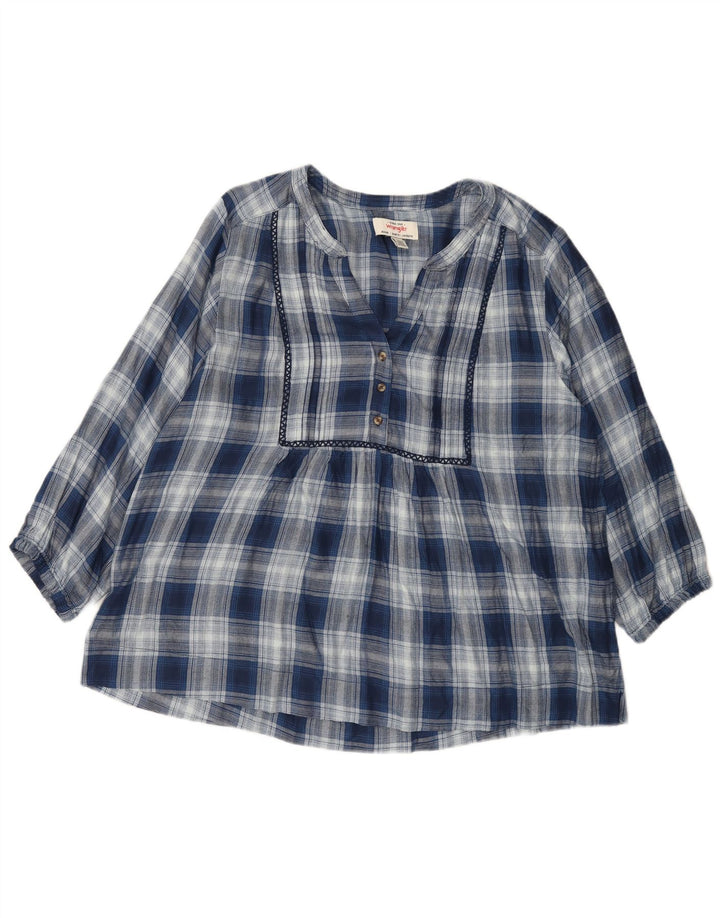 Wrangler Chemisier à manches 3/4 pour femme UK 16 Grand carreaux bleus en viscose
