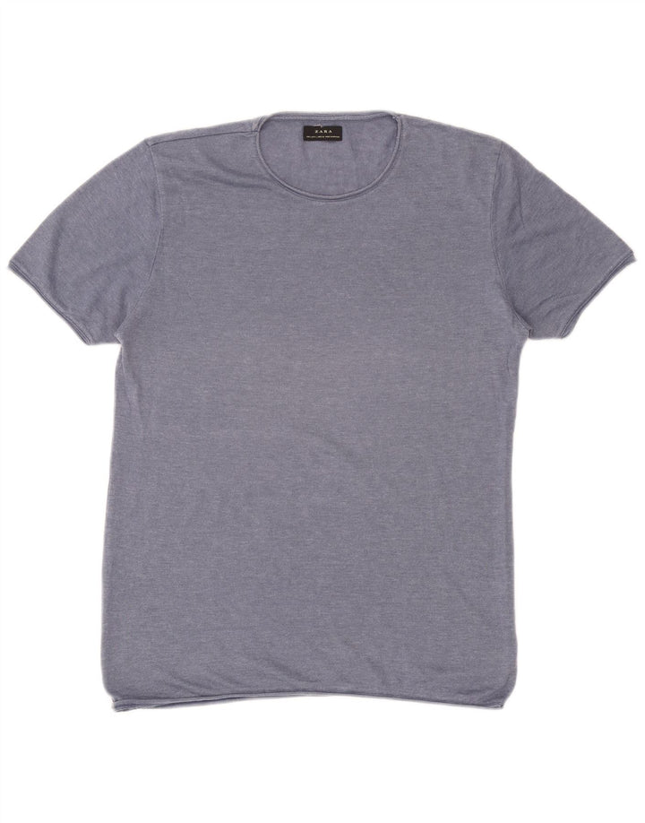 Zara T-Shirt Homme Haut Large Bleu Coton