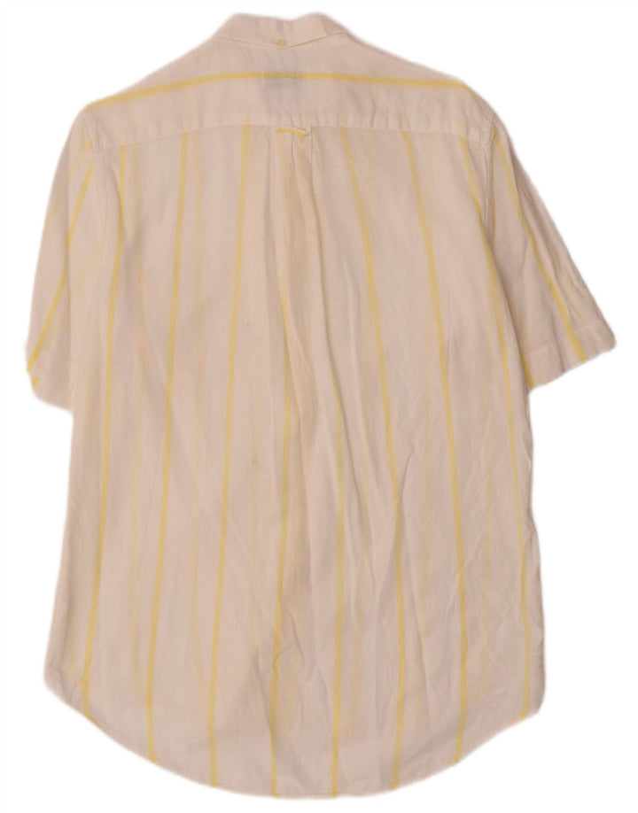 BENETTON Chemise à manches courtes homme en coton rayé blanc moyen