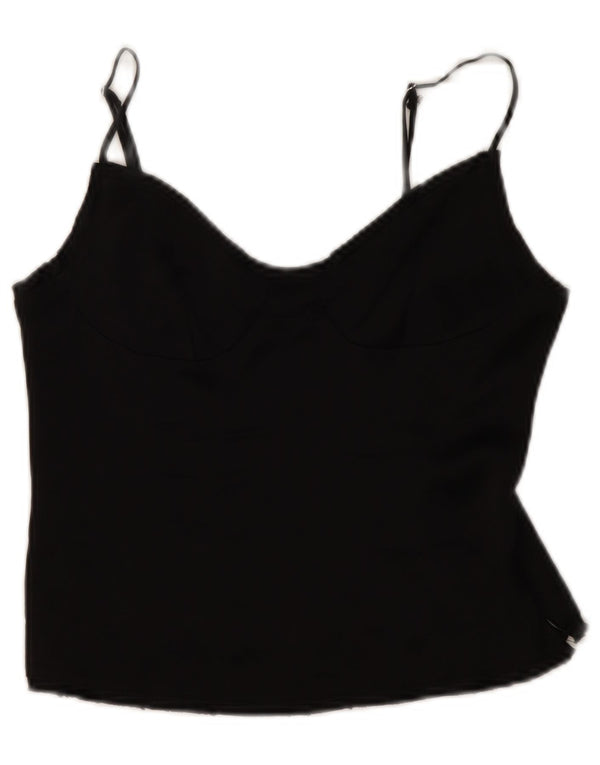 Zara Femme Crop Cami Top UK 12 Medium Noir Viscose