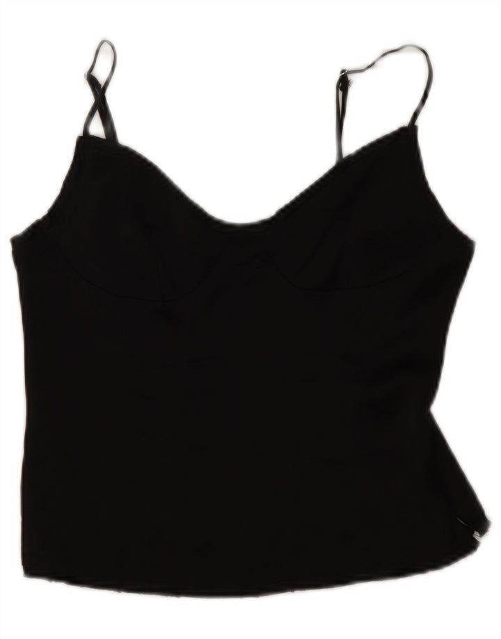 Zara Femme Crop Cami Top UK 12 Medium Noir Viscose