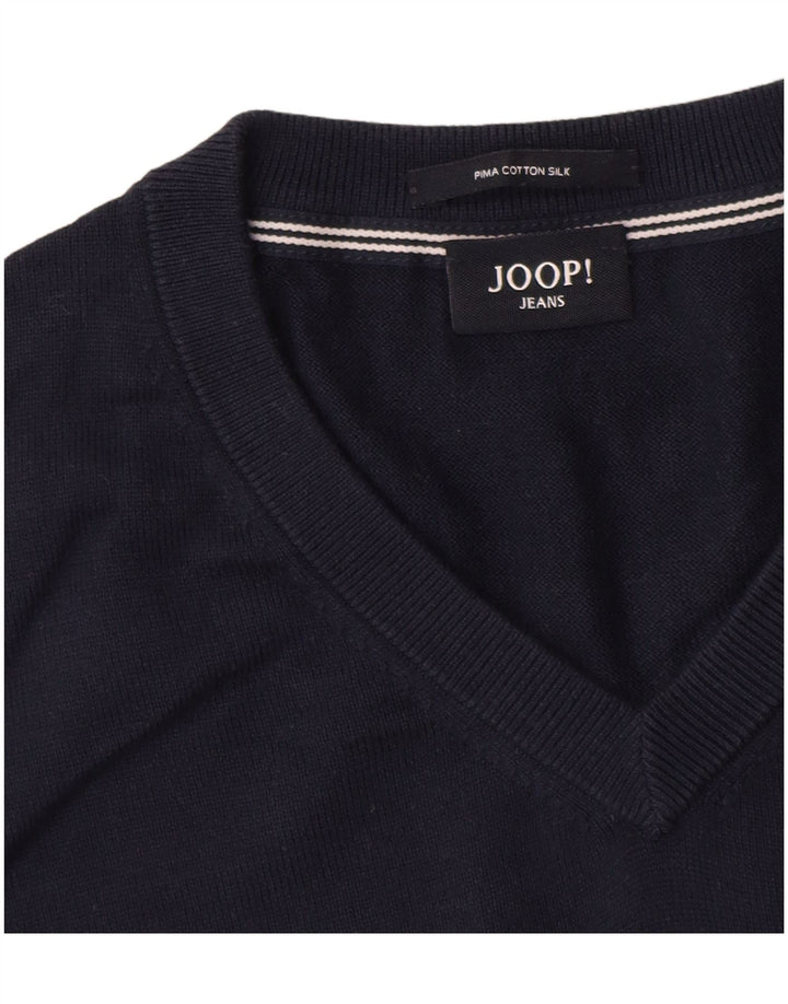 Joop Pull col V Homme Grand Bleu Marine Coton