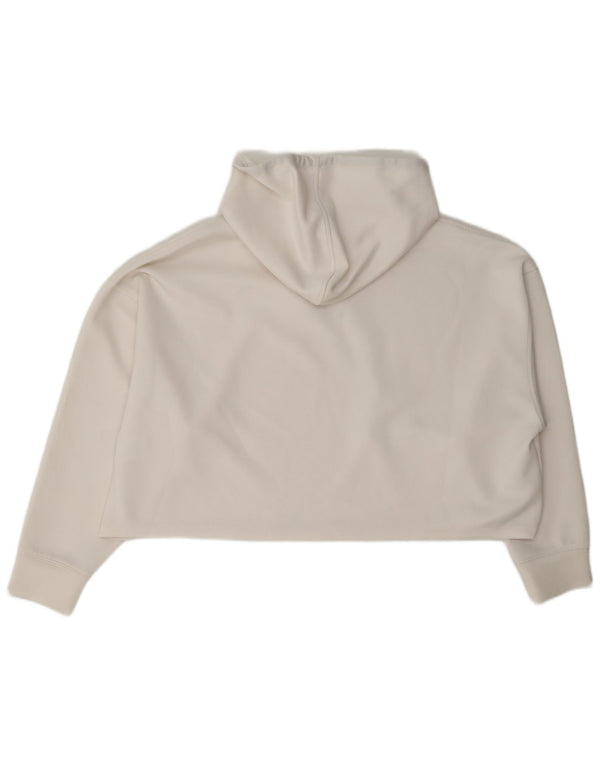 Dkny Pull à capuche court surdimensionné pour femme UK 16 Large Blanc Polyester