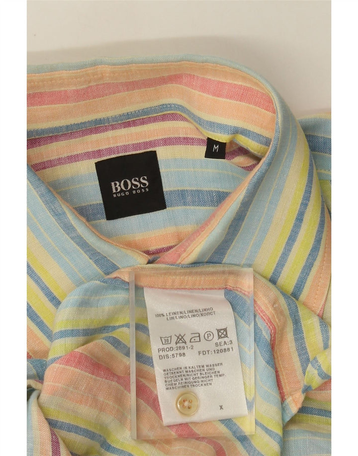 Hugo Boss Chemise en lin rayé multicolore moyen
